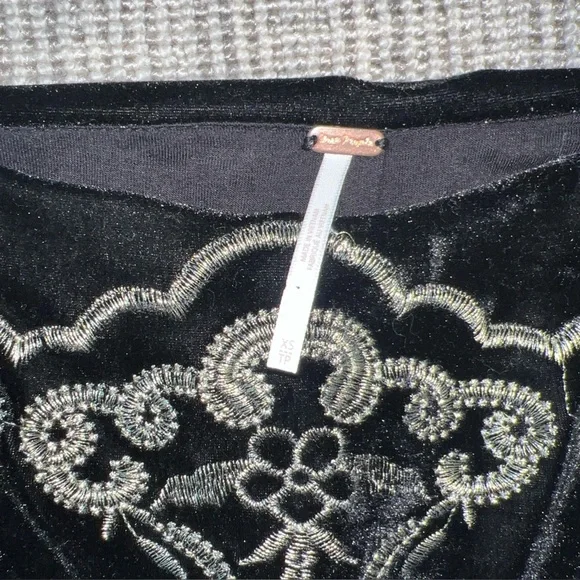 Free People Women's Floral Print Velvet Flared Pants Boho Retro Festival Small - Picture 10 of 14